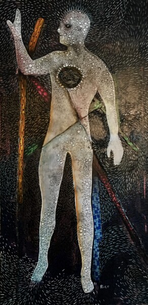 Картина под названием "Le chasseur - the h…" - Eric Leroy (Rico), Подлинное произведение искусства, Акрил Установлен на Дере…