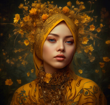 Digital Arts titled "#3 - Golden Woman" by Eric Lespinasse, Original Artwork, Digital Photography Mounted on Aluminium