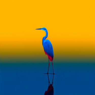 Φωτογραφία με τίτλο "#5 - Colorful heron" από Eric Lespinasse, Αυθεντικά έργα τέχνης, Ψηφιακή φωτογραφία Τοποθετήθηκε στο Αλ…