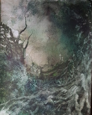 Peinture intitulée "Les âmes fuyant la…" par Eric Lorcy, Œuvre d'art originale, Aquarelle