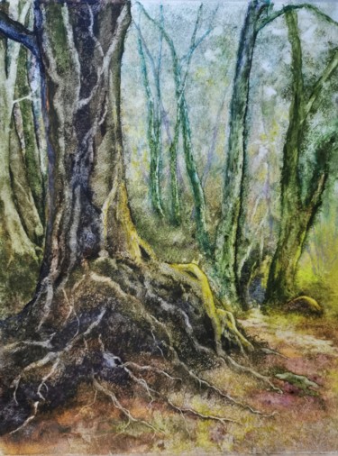 Peinture intitulée "Le sage de la forêt" par Eric Lorcy, Œuvre d'art originale, Aquarelle
