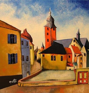 Peinture intitulée "Le village oublié" par Eric Massart, Œuvre d'art originale