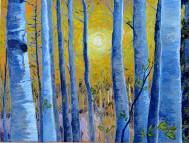 Pittura intitolato "October Sky" da Eric Matranga, Opera d'arte originale, Olio Montato su Telaio per barella in legno