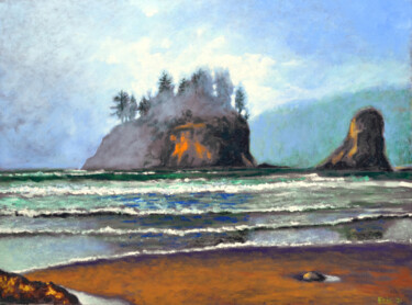 Malarstwo zatytułowany „Lost Coast Reflecti…” autorstwa Eric Matranga, Oryginalna praca, Olej Zamontowany na Drewniana rama…