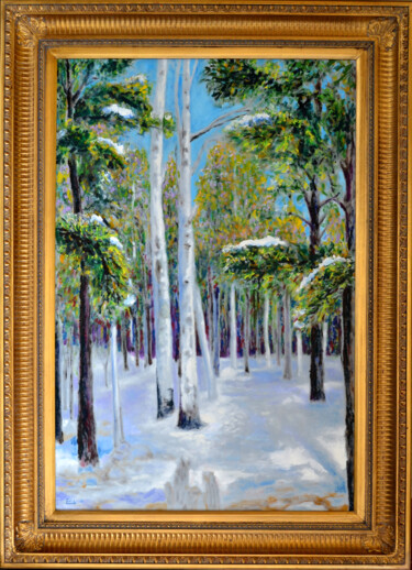 Painting titled "Winter's Icy Breath" by Eric Matranga, Original Artwork, Oil Mounted on artwork_cat.