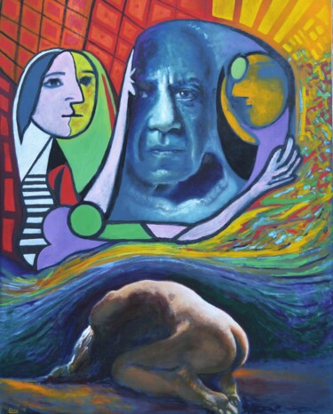 Pintura intitulada "Picasso at the Alta…" por Eric Matranga, Obras de arte originais, Óleo Montado em Armação em madeira