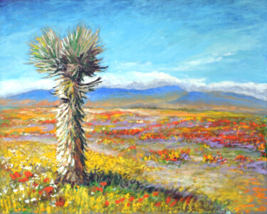 Painting titled "Mojave Spring" by Eric Matranga, Original Artwork, Oil Mounted on Wood Stretcher frame