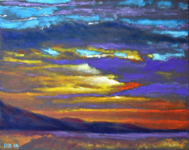 Painting titled "Mojave Sunrise" by Eric Matranga, Original Artwork, Oil Mounted on Wood Stretcher frame