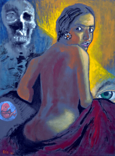 Картина под названием "Reflecting on Frida…" - Eric Matranga, Подлинное произведение искусства, Масло Установлен на Деревянн…