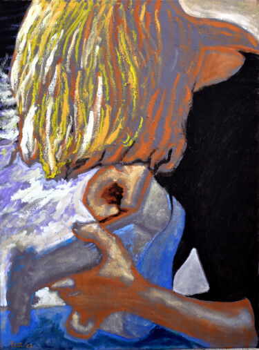 Painting titled "Bending Blue Notes" by Eric Matranga, Original Artwork, Oil Mounted on Wood Stretcher frame
