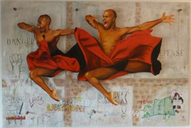 Pintura intitulada "Danser sur un mur" por Eric Mazurie, Obras de arte originais, Óleo