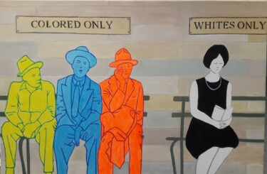 Картина под названием "Colored only" - Eric Mazurie, Подлинное произведение искусства, Акрил Установлен на Деревянная рама д…