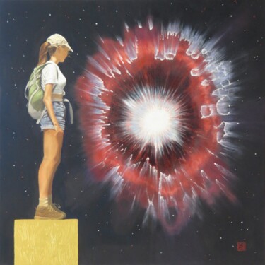 Painting titled "AG CARINAE" by Eric Mazurie, Original Artwork, Oil Mounted on Wood Stretcher frame