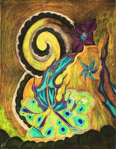 Drawing titled "burning lilies" by Eric Mosley, Original Artwork