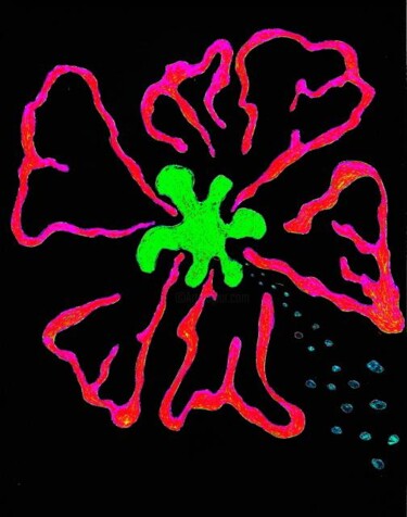 Drawing titled "groovy flower red" by Eric Mosley, Original Artwork