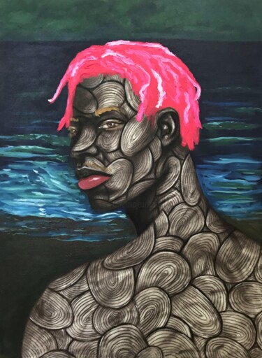 Painting titled "Albino series vi" by Eric Odartey Cruickshank, Original Artwork, Charcoal