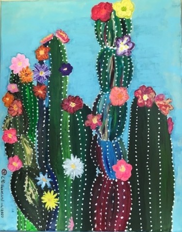 Painting titled "Cactus Jalisco" by Eric Pailhassard, Original Artwork, Acrylic