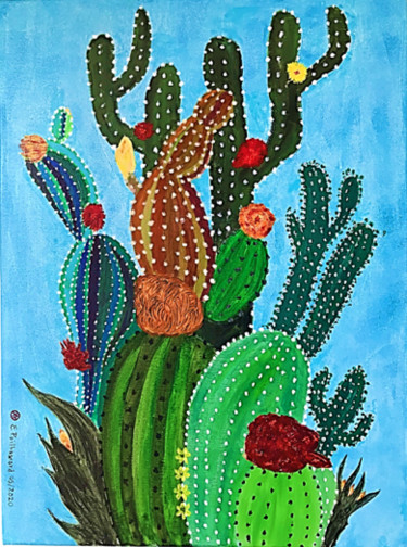 Painting titled "cactus new cordelie…" by Eric Pailhassard, Original Artwork, Acrylic