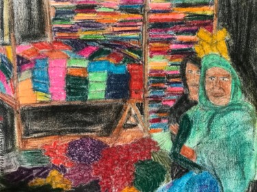 "Patzicia marché Maya" başlıklı Tablo Eric Pailhassard tarafından, Orijinal sanat, Pastel