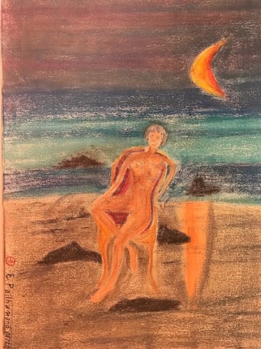 Le fauteuil du bord de mer Peinture intitulée "Le fauteuil du bord…" par Eric Pailhassard, Œuvre d'art originale, Pastel