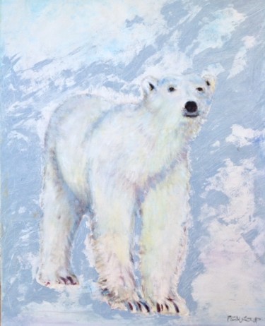 Painting titled "Ours Polaire" by Eric Peaucoup, Original Artwork, Oil