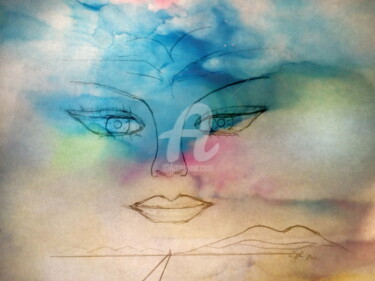 Dessin intitulée "NICE BAIE DES ANGES" par Eric Pelletier, Œuvre d'art originale, Crayon