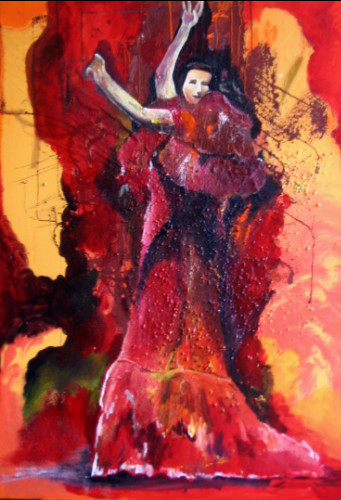 Pintura intitulada "flamenco" por Eric Pichon, Obras de arte originais