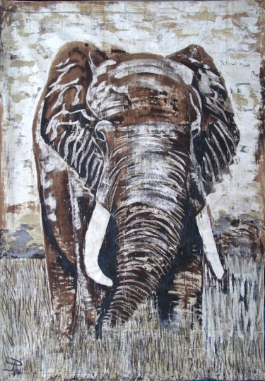 Картина под названием "elephant-300 x 215" - Éric Plateau, Подлинное произведение искусства, Другой