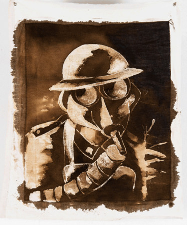 Pintura intitulada "2-Masque à gaz" por Éric Plateau, Obras de arte originais, Outro