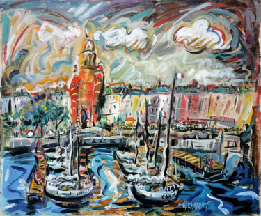 Painting titled "Le port de La Roche…" by Eric Raimbault, Original Artwork, Acrylic