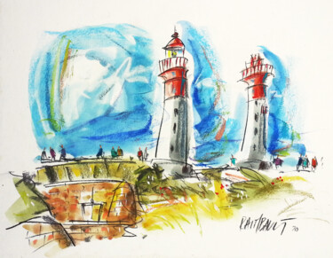 Painting titled "Île d'Aix - Les deu…" by Eric Raimbault, Original Artwork, Watercolor