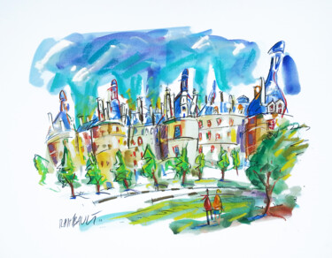 Painting titled "Chambord - Le châte…" by Eric Raimbault, Original Artwork, Watercolor