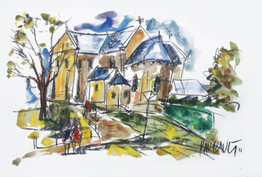 Dessin intitulée "Essonne - Longpont…" par Eric Raimbault, Œuvre d'art originale, Aquarelle