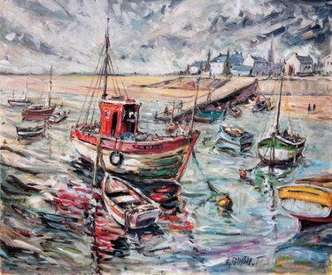 Peinture intitulée "Un port breton" par Eric Raimbault, Œuvre d'art originale, Acrylique