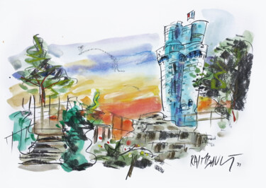 Drawing titled "Essonne - Monthléry…" by Eric Raimbault, Original Artwork, Watercolor