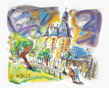 Dessin intitulée "Essonne - St-Genevi…" par Eric Raimbault, Œuvre d'art originale, Aquarelle