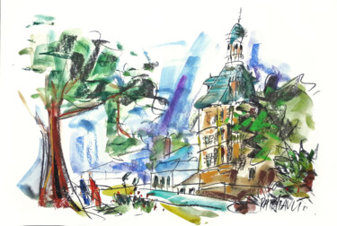 Drawing titled "Essonne - St-Genevi…" by Eric Raimbault, Original Artwork, Watercolor