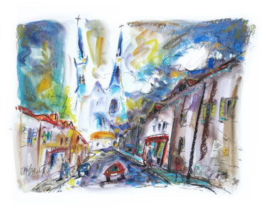 Dessin intitulée "Essonne - Dourdan -…" par Eric Raimbault, Œuvre d'art originale, Aquarelle