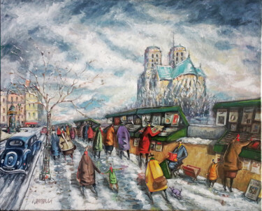 Painting titled "Quais de Seine - Le…" by Eric Raimbault, Original Artwork, Acrylic