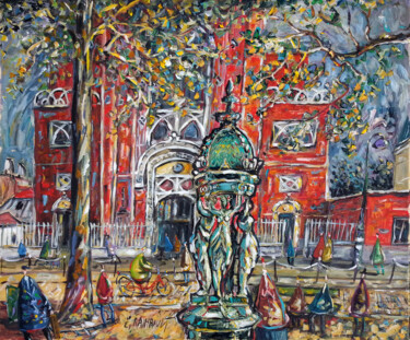 Drawing titled "L'église Saint-Jean…" by Eric Raimbault, Original Artwork, Acrylic