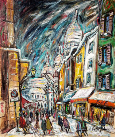 Peinture intitulée "Rue du Chevalier-de…" par Eric Raimbault, Œuvre d'art originale, Acrylique Monté sur Carton