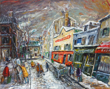 Painting titled "La place du tertre…" by Eric Raimbault, Original Artwork, Acrylic Mounted on Wood Stretcher frame