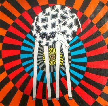 Peinture intitulée "Torticolis de girafe" par Eric Richet, Œuvre d'art originale, Acrylique Monté sur Châssis en bois