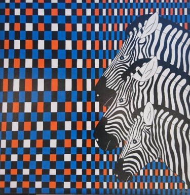 Peinture intitulée "Illusion zébrée" par Eric Richet, Œuvre d'art originale, Acrylique Monté sur Châssis en bois