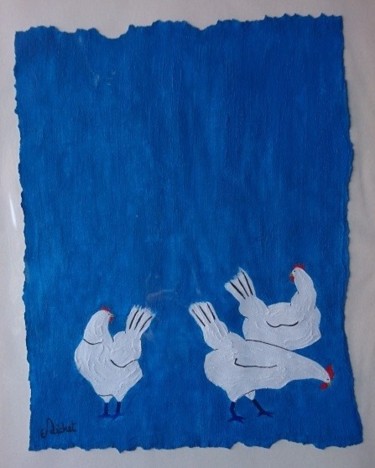 Peinture intitulée "Cocottes en bleu" par Eric Richet, Œuvre d'art originale, Acrylique