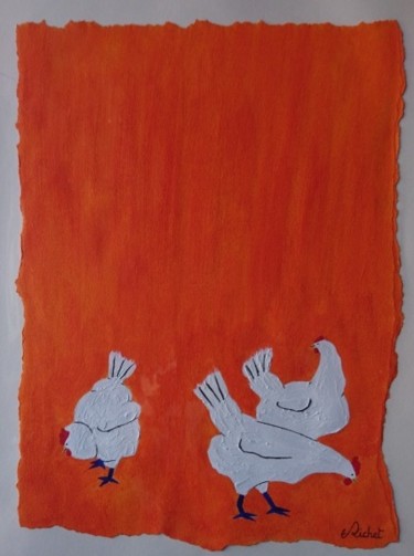 Painting titled "Cocottes en orange" by Eric Richet, Original Artwork, Acrylic
