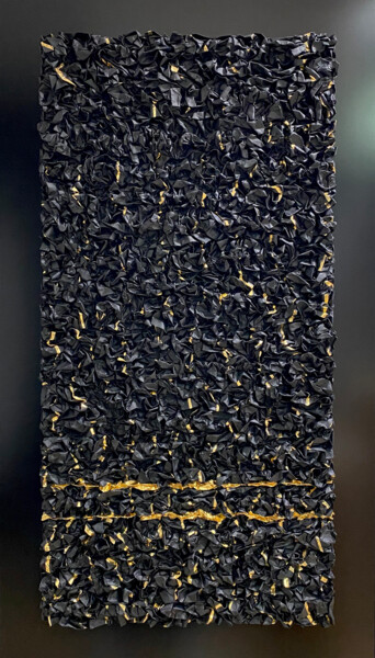 Malerei mit dem Titel "Black Sand 2" von Eric Robin, Original-Kunstwerk, Acryl Auf Aluminium montiert