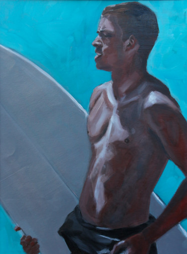 Painting titled "garcon-surfeur.jpg" by Eric Roy, Original Artwork, Oil