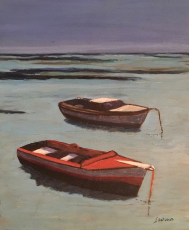 Painting titled "Barques Guadeloupe.…" by Eric Sautonie, Original Artwork, Oil