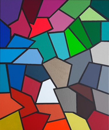 Painting titled "Stained Glass #1" by Eric Schauer, Original Artwork, Acrylic